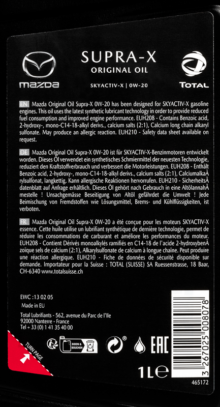 SUPRA X 0W-20 original oil/ 1l